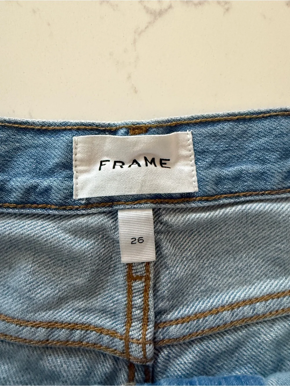 Frame Denim Light Blue Distressed Denim Shorts